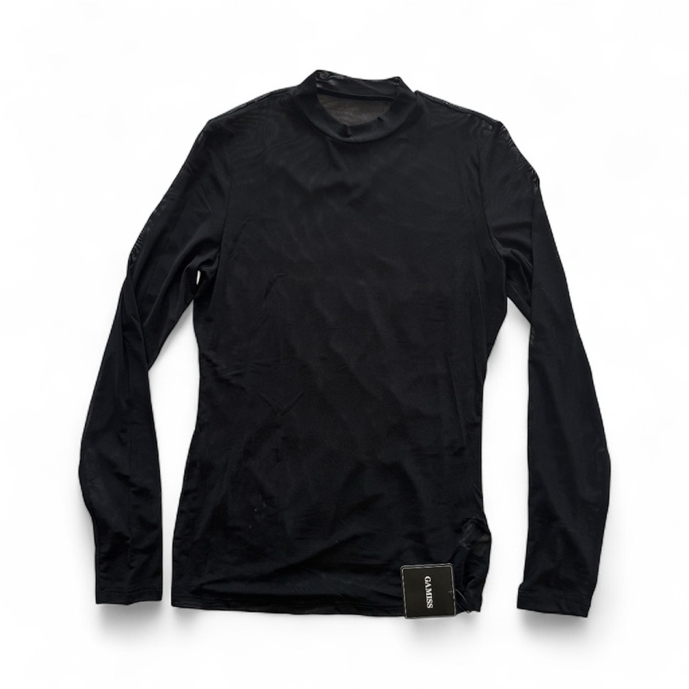 Gamiss Black Long Sleeve Sheer Versatile & Fashion Top (M) NWT